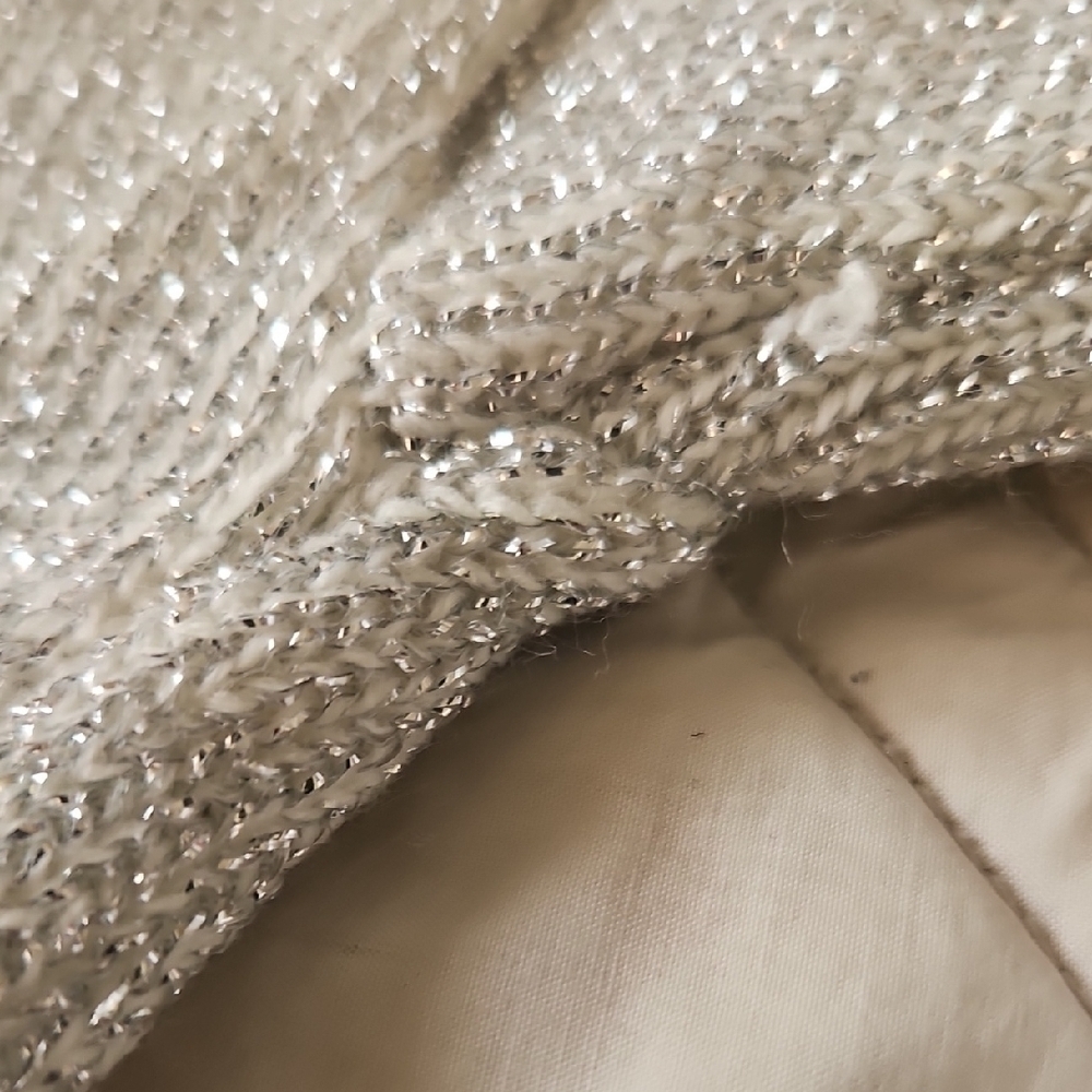 Vintage Shenanigans Cream Metallic Sweater M Shimmer Knit Y2K - Picture 8 of 8